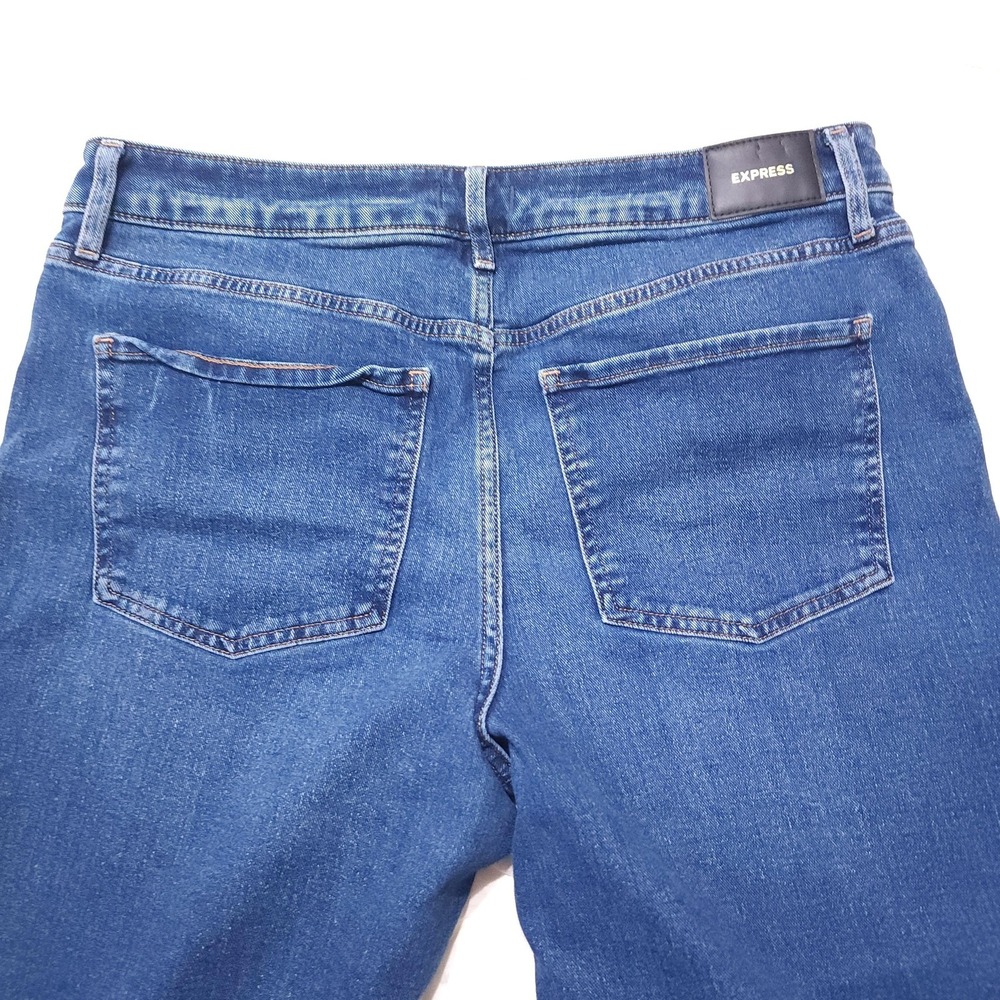 Express‎ Jeans Womens 10 Blue Mid Rise Ankle Bootcut Distressed Denim 30x26 - Picture 5 of 15